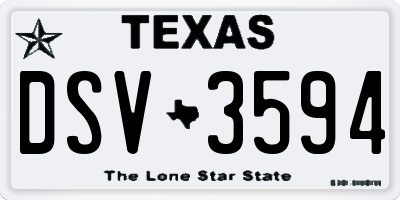 TX license plate DSV3594