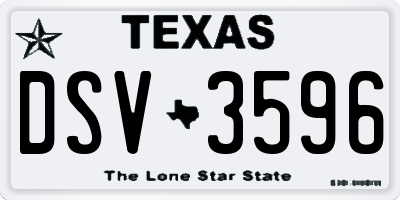 TX license plate DSV3596
