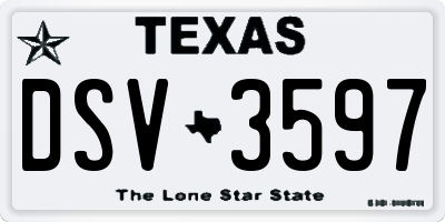TX license plate DSV3597