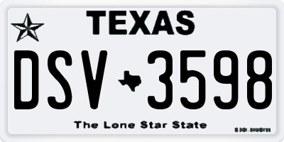TX license plate DSV3598