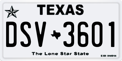 TX license plate DSV3601