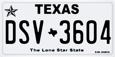 TX license plate DSV3604