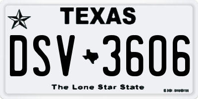 TX license plate DSV3606