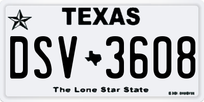TX license plate DSV3608