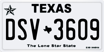 TX license plate DSV3609