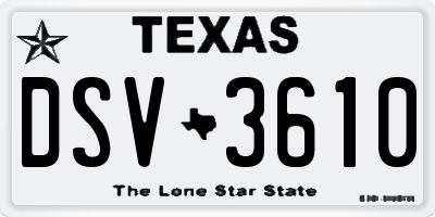 TX license plate DSV3610