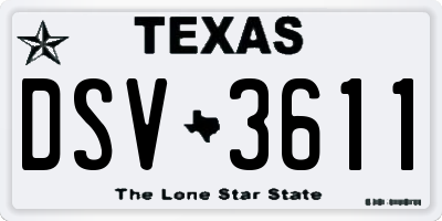 TX license plate DSV3611