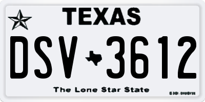 TX license plate DSV3612