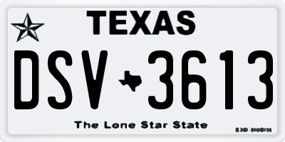 TX license plate DSV3613