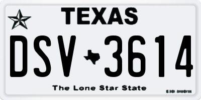 TX license plate DSV3614