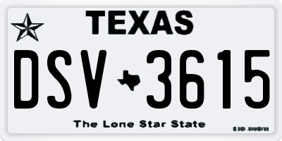 TX license plate DSV3615