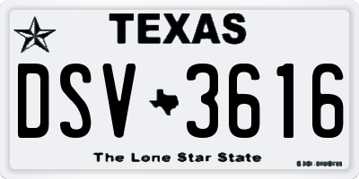 TX license plate DSV3616