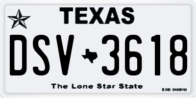 TX license plate DSV3618