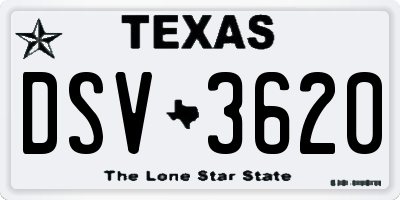 TX license plate DSV3620