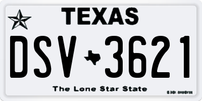 TX license plate DSV3621