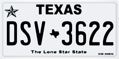 TX license plate DSV3622