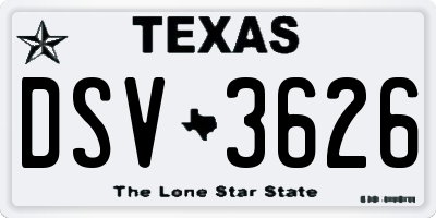 TX license plate DSV3626