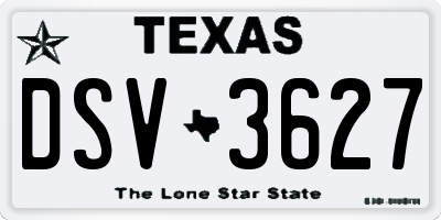 TX license plate DSV3627
