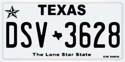 TX license plate DSV3628