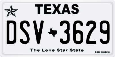 TX license plate DSV3629