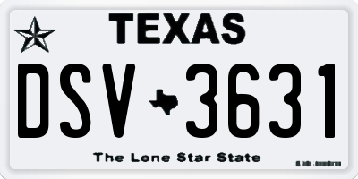 TX license plate DSV3631