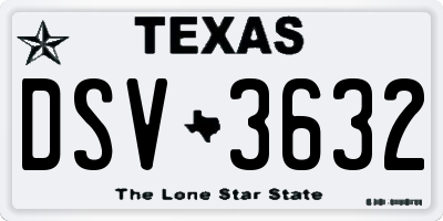 TX license plate DSV3632