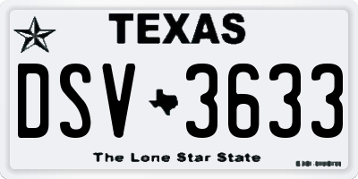 TX license plate DSV3633