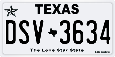 TX license plate DSV3634