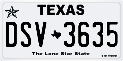 TX license plate DSV3635