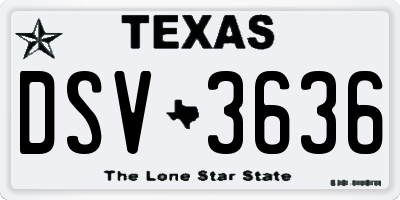 TX license plate DSV3636