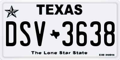 TX license plate DSV3638