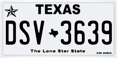 TX license plate DSV3639