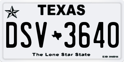 TX license plate DSV3640
