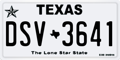 TX license plate DSV3641