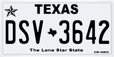 TX license plate DSV3642