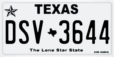 TX license plate DSV3644