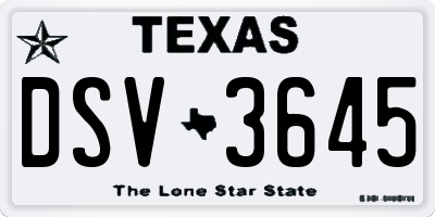 TX license plate DSV3645