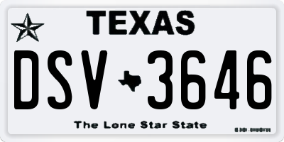 TX license plate DSV3646