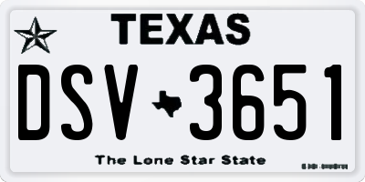 TX license plate DSV3651
