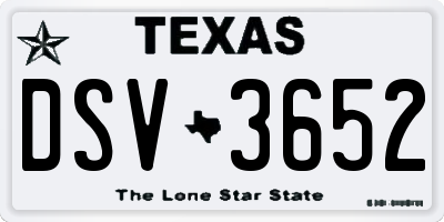 TX license plate DSV3652