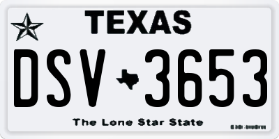 TX license plate DSV3653