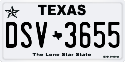 TX license plate DSV3655