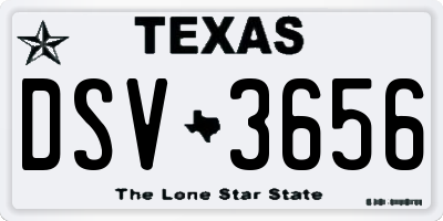 TX license plate DSV3656