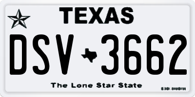 TX license plate DSV3662