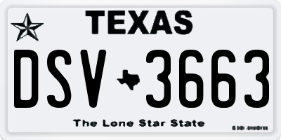 TX license plate DSV3663