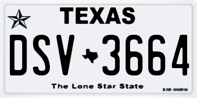 TX license plate DSV3664