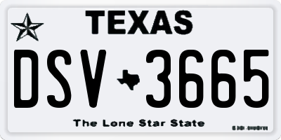 TX license plate DSV3665