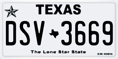 TX license plate DSV3669