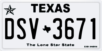 TX license plate DSV3671