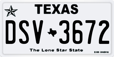 TX license plate DSV3672